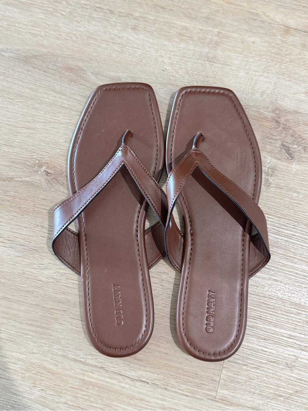 Old Navy Brown Square-Toe Thong Sandals